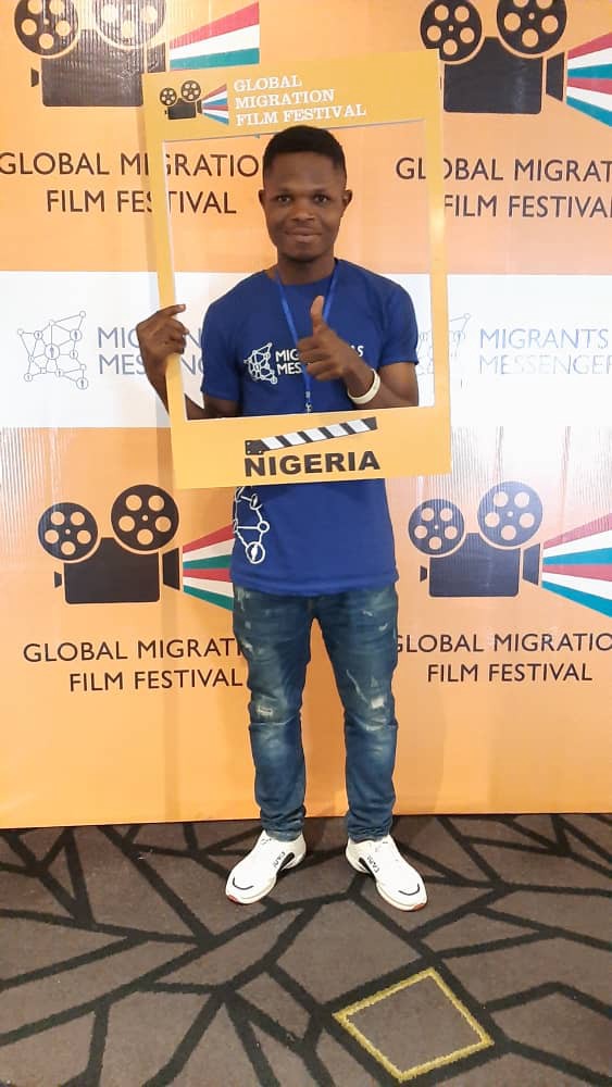 Mark at the 2020 Global Migration Film Festival in Lagos. © IOM 2020
